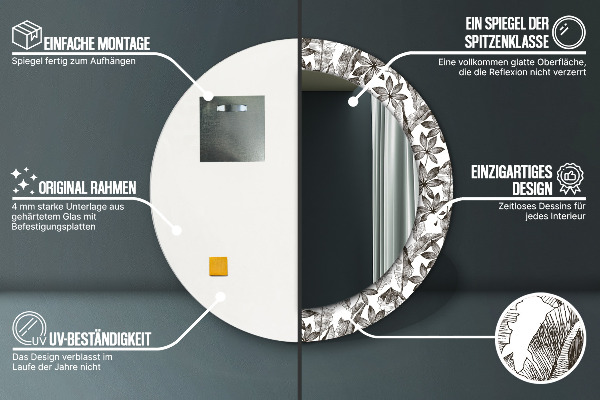 Bedrukte ronde spiegel Tropische bladeren