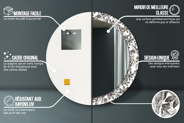 Bedrukte ronde spiegel Tropische bladeren