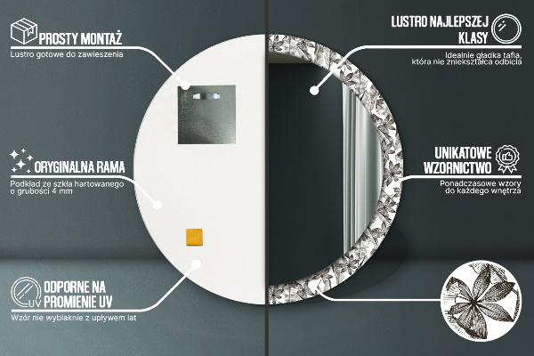 Bedrukte ronde spiegel Tropische bladeren