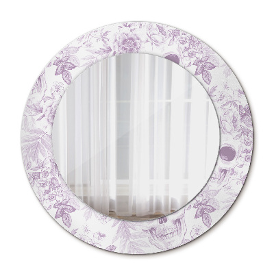 Ronde spiegel met bedrukte lijst Schedels