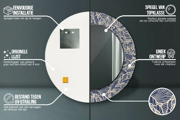 Ronde spiegel met decoratie Bloemen