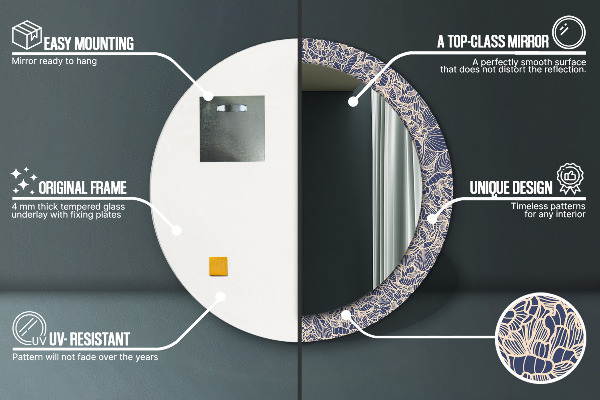 Ronde spiegel met decoratie Bloemen