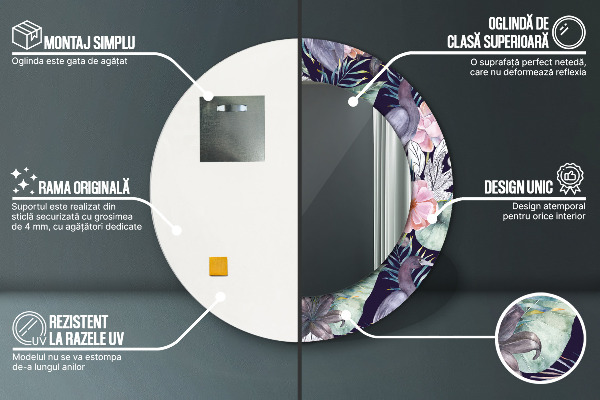 Ronde spiegel met bedrukte lijst Reigers vogels