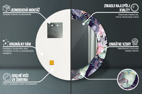 Ronde spiegel met bedrukte lijst Reigers vogels