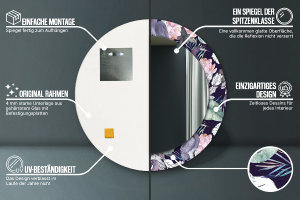 Ronde spiegel met bedrukte lijst Reigers vogels