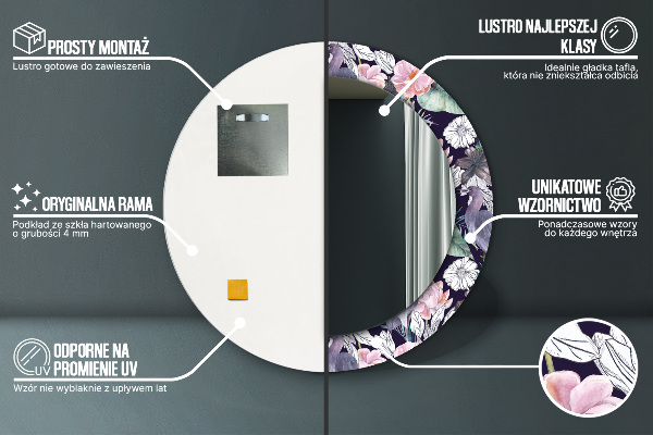 Ronde spiegel met bedrukte lijst Reigers vogels