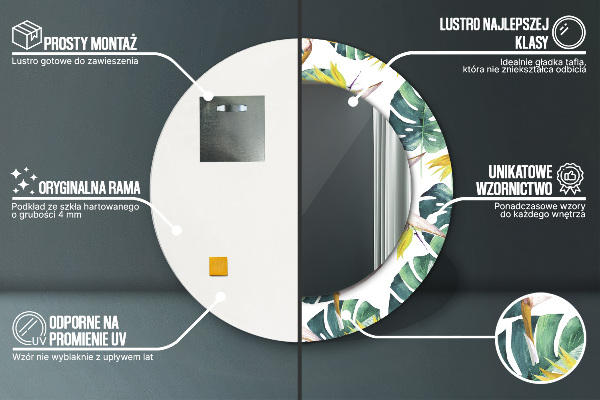 Bedrukte ronde spiegel Tropische bladeren