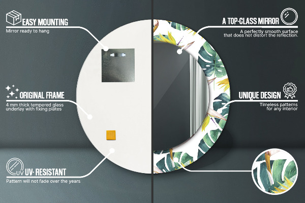 Bedrukte ronde spiegel Tropische bladeren