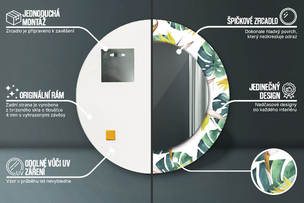 Bedrukte ronde spiegel Tropische bladeren