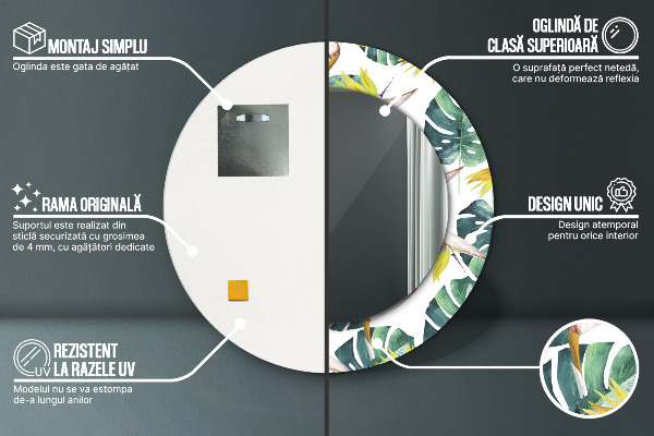 Bedrukte ronde spiegel Tropische bladeren