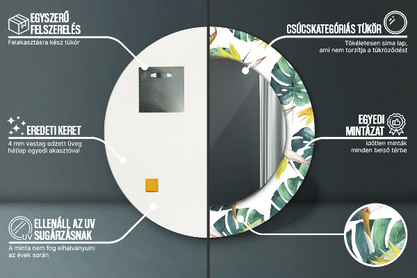 Bedrukte ronde spiegel Tropische bladeren