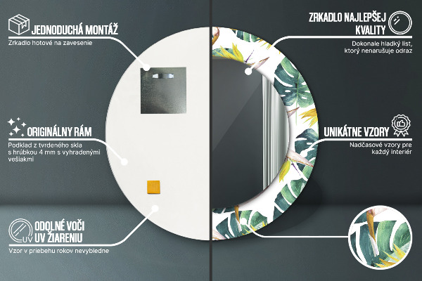 Bedrukte ronde spiegel Tropische bladeren