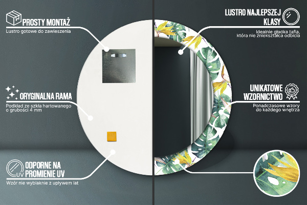 Bedrukte ronde spiegel Tropische bladeren