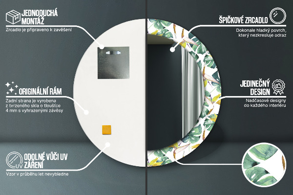 Bedrukte ronde spiegel Tropische bladeren