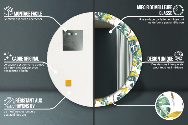 Bedrukte ronde spiegel Tropische bladeren