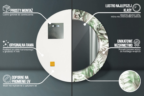 Ronde spiegel met decoratie Aquarel bladeren