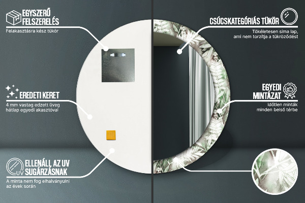 Ronde spiegel met decoratie Aquarel bladeren