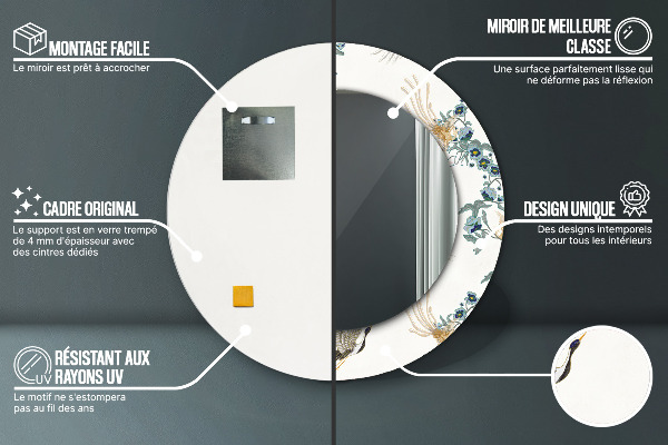 Bedrukte ronde spiegel Chinoserie