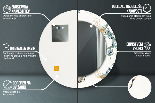 Bedrukte ronde spiegel Chinoserie