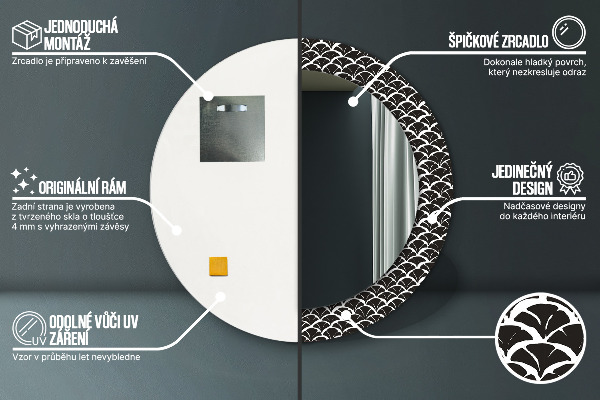 Bedrukte ronde spiegel Oosterse schubben