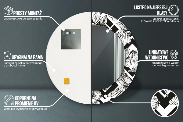 Ronde spiegel met bedrukte lijst Kolibries