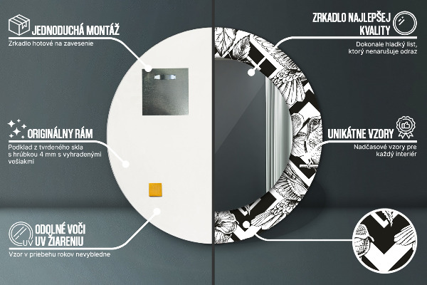 Ronde spiegel met bedrukte lijst Kolibries