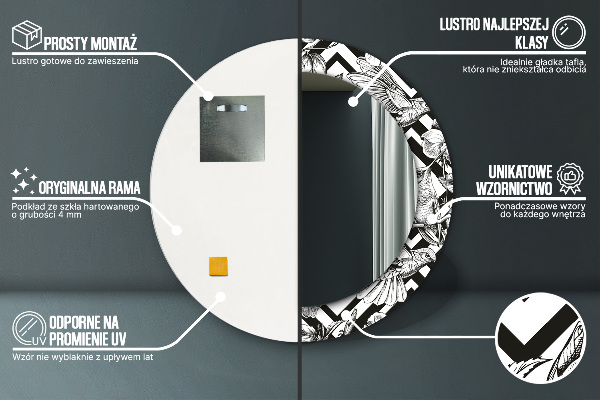 Ronde spiegel met bedrukte lijst Kolibries