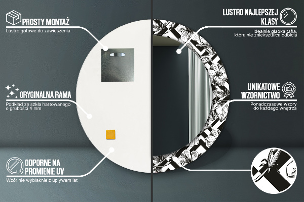 Ronde spiegel met bedrukte lijst Kolibries