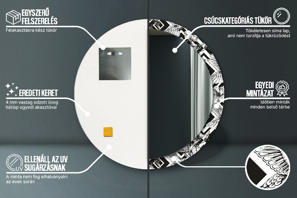 Ronde spiegel met bedrukte lijst Kolibries