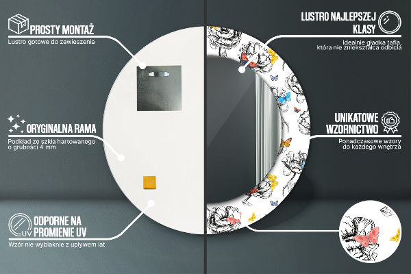 Ronde spiegel met decoratie Vlinder