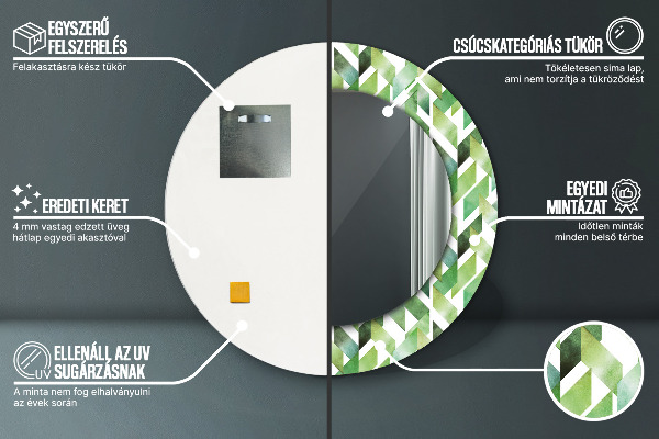 Ronde wandspiegel met print Visgraat