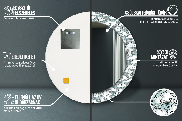 Bedrukte ronde spiegel Wolken