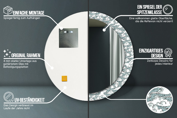Bedrukte ronde spiegel Wolken
