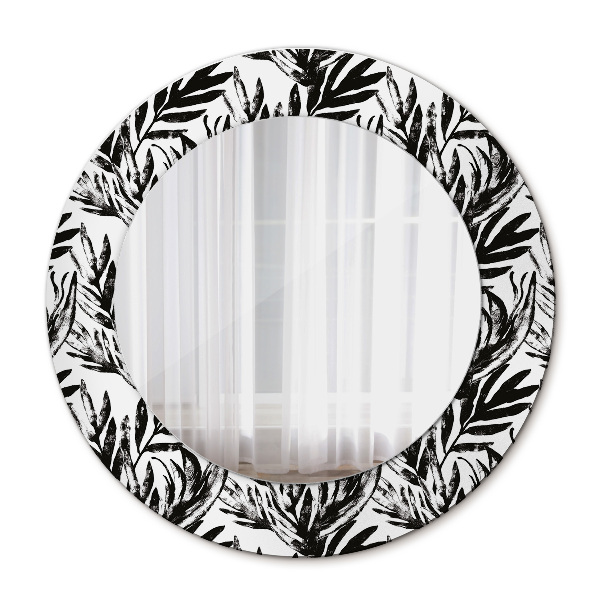 Ronde spiegel met decoratie Monstera