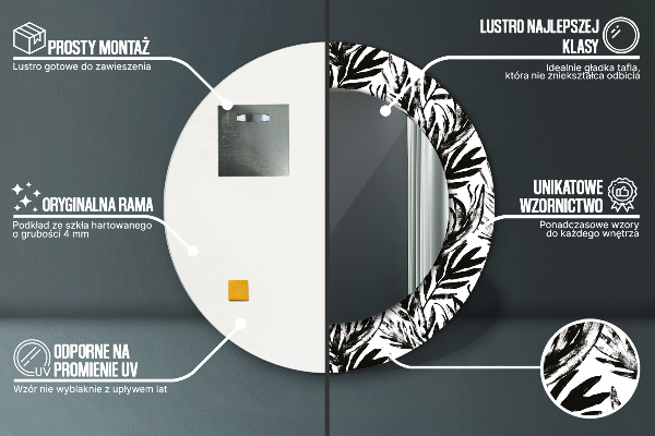 Ronde spiegel met decoratie Monstera