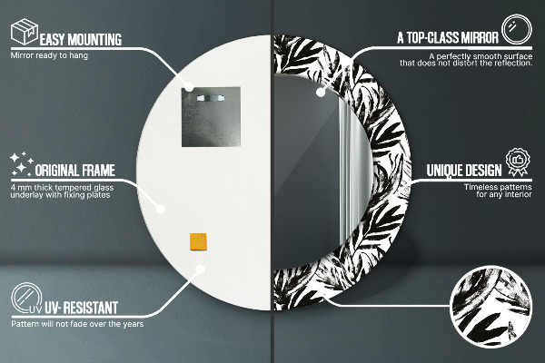 Ronde spiegel met decoratie Monstera