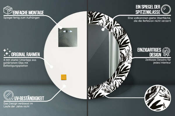 Ronde spiegel met decoratie Monstera