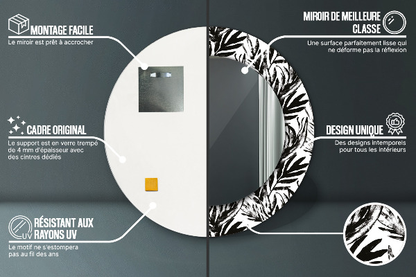 Ronde spiegel met decoratie Monstera