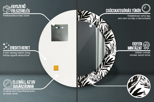 Ronde spiegel met decoratie Monstera