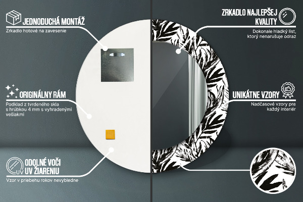 Ronde spiegel met decoratie Monstera