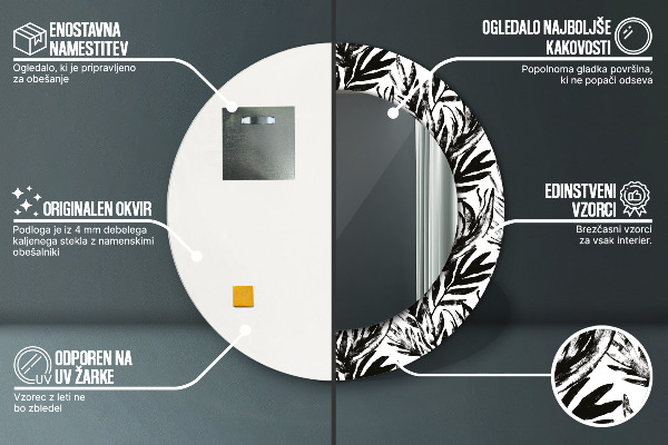 Ronde spiegel met decoratie Monstera