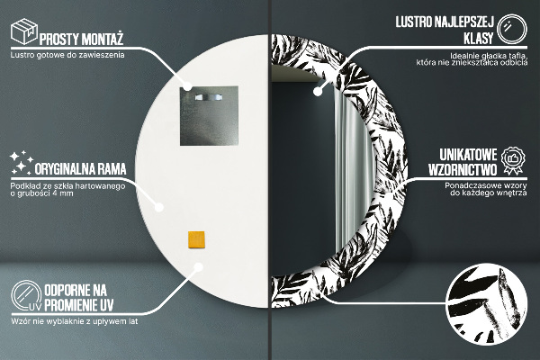 Ronde spiegel met decoratie Monstera