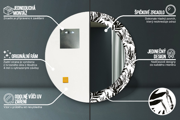 Ronde spiegel met decoratie Monstera