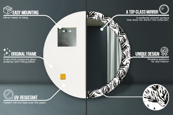 Ronde spiegel met decoratie Monstera