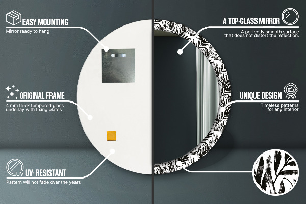 Ronde spiegel met decoratie Monstera