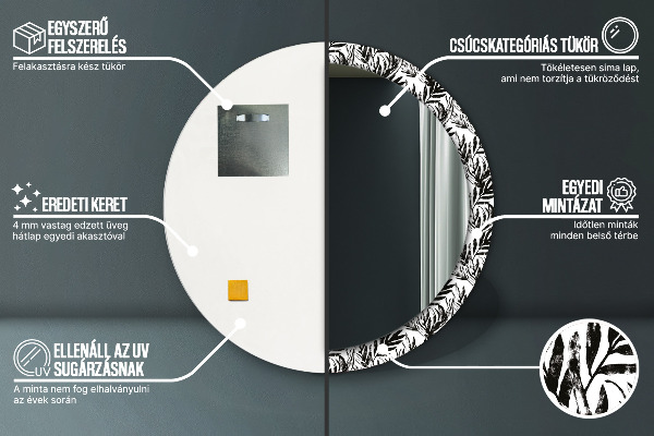Ronde spiegel met decoratie Monstera