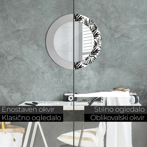 Ronde spiegel met decoratie Monstera