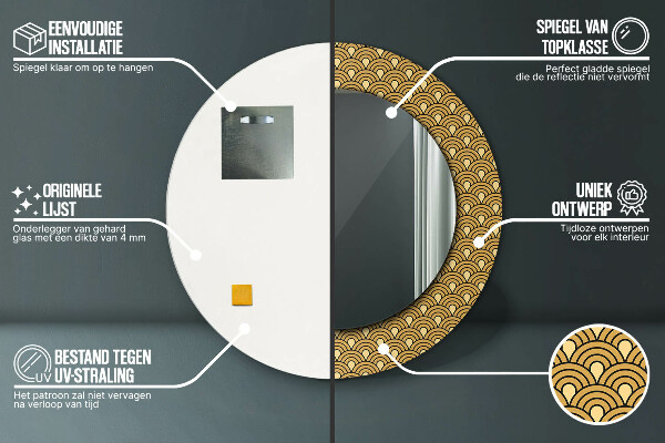 Bedrukte ronde spiegel Deco-vintage