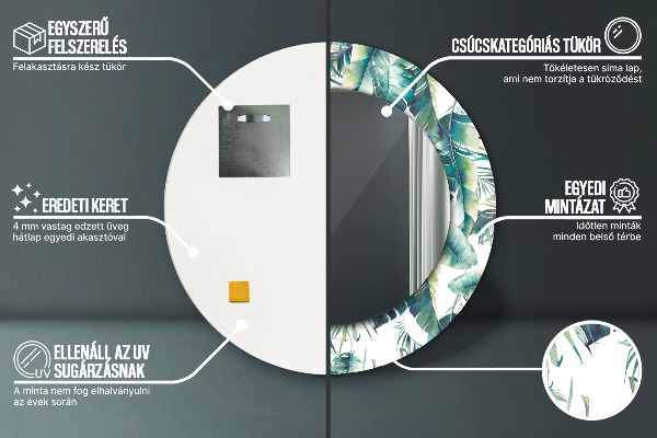 Bedrukte ronde spiegel Bladeren