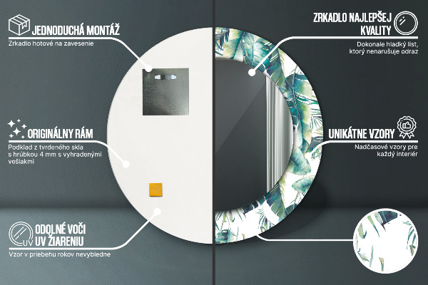 Bedrukte ronde spiegel Bladeren